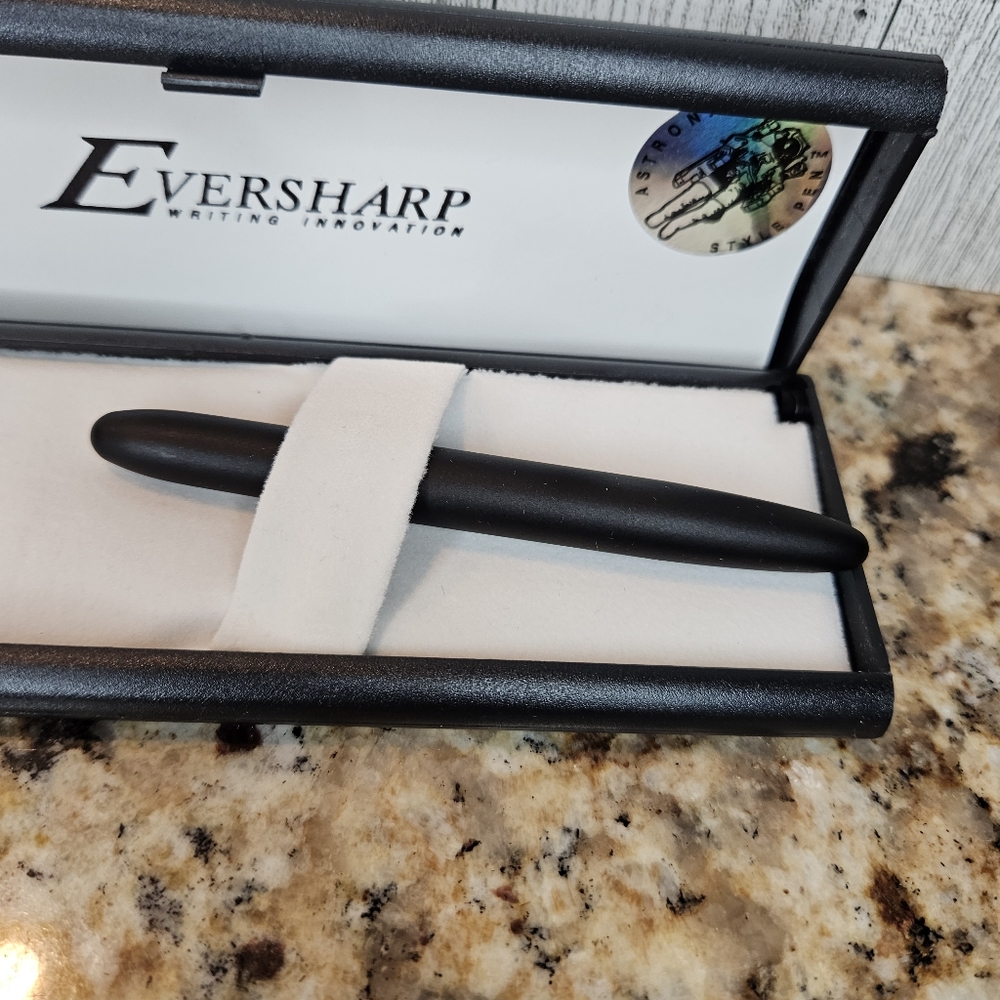 Eversharp Astronaut Style Space Bullet Pocket Pen Matte Black Vintage w/Case